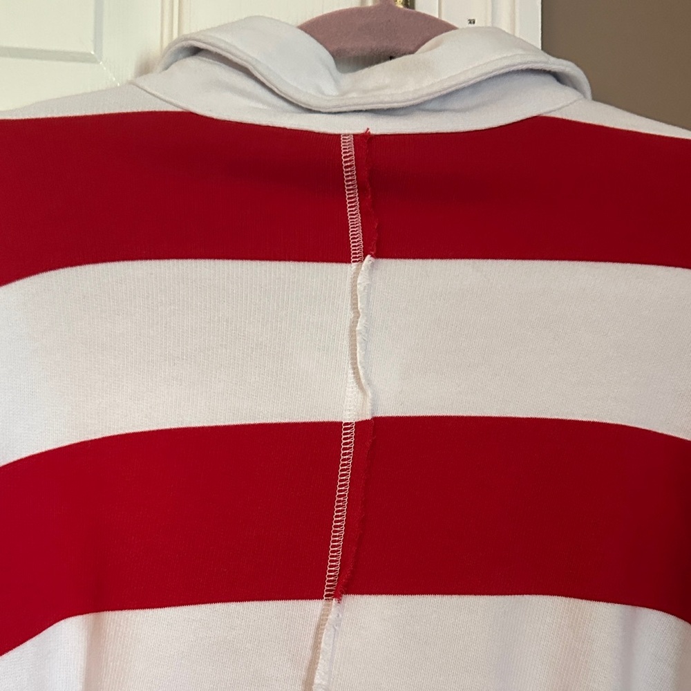 Joy Lab Red and White Striped Cropped Rugby Top - Picture 8 of 9